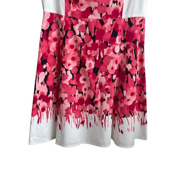 Jones New York Pink Floral Fit Flare Dress 12 V-Neck Back Cutout Summer Party‎ - Picture 9 of 16